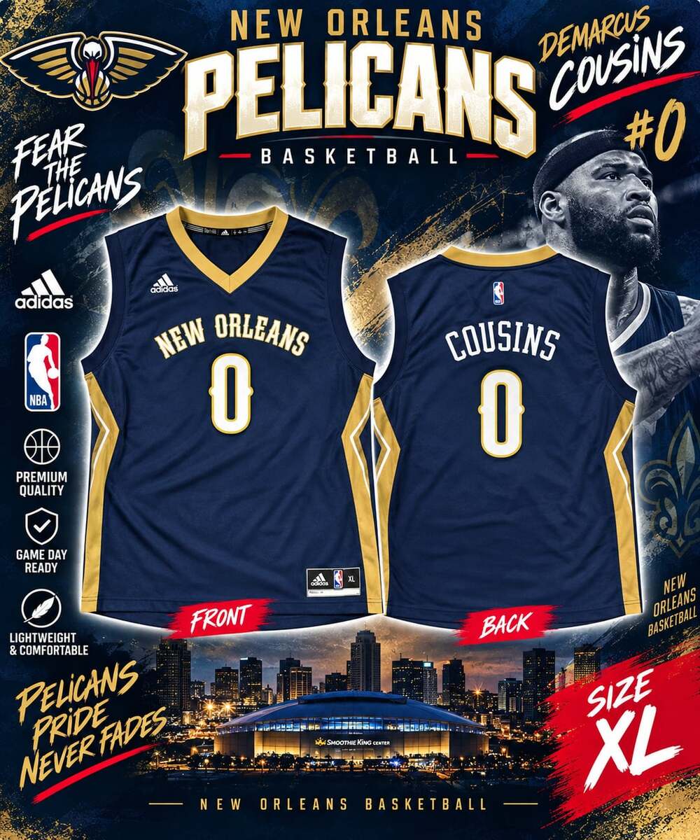 Adidas New Orleans Pelicans Cousins 0 Jersey Size XL Navy